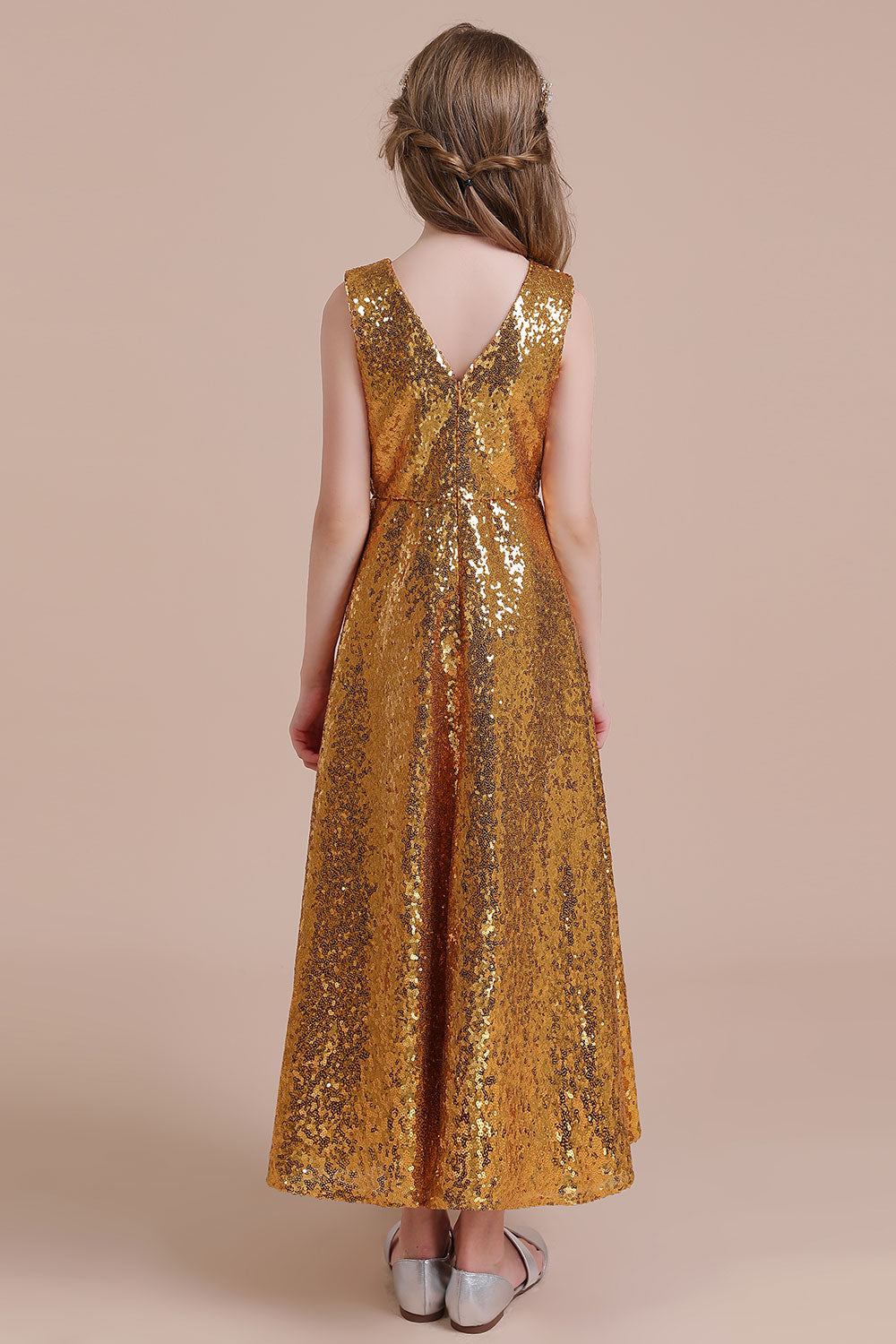 Chicloth A-Line Amazing Sequins V-neck Flower Girl Dress Online