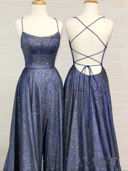 Chicloth Sequins Strings Long Prom Dress On Sale