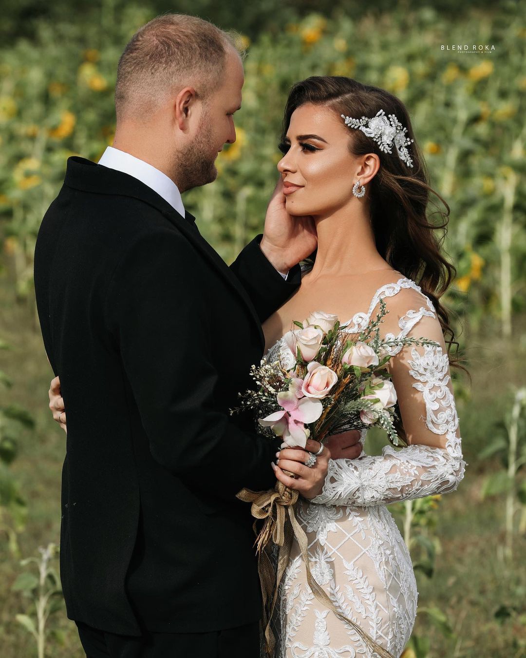 Chicloth Long Sleeves Lace Wedding Dress Mermaid Boho Bridal Gowns
