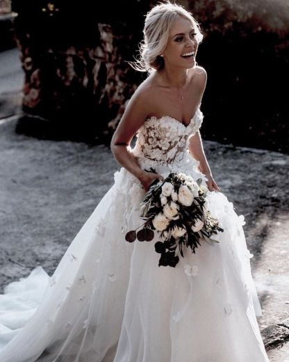 Chicloth Gorgeous Sweetheart Appliques Wedding Dress Beach Bridal Gowns