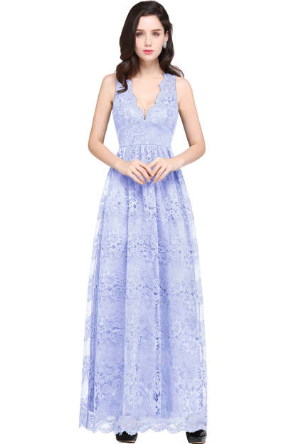 Chicloth Chic Sheath V-Neck Navy Lace Bridesmaid Dresses Online In Stock