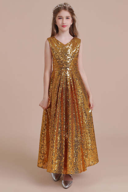 Chicloth A-Line Amazing Sequins V-neck Flower Girl Dress Online