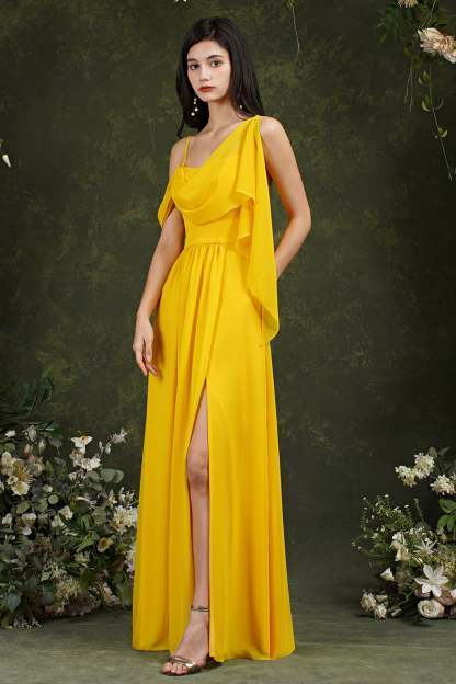Chicloth Bridesmaid Dress Side Split Long Chiffon