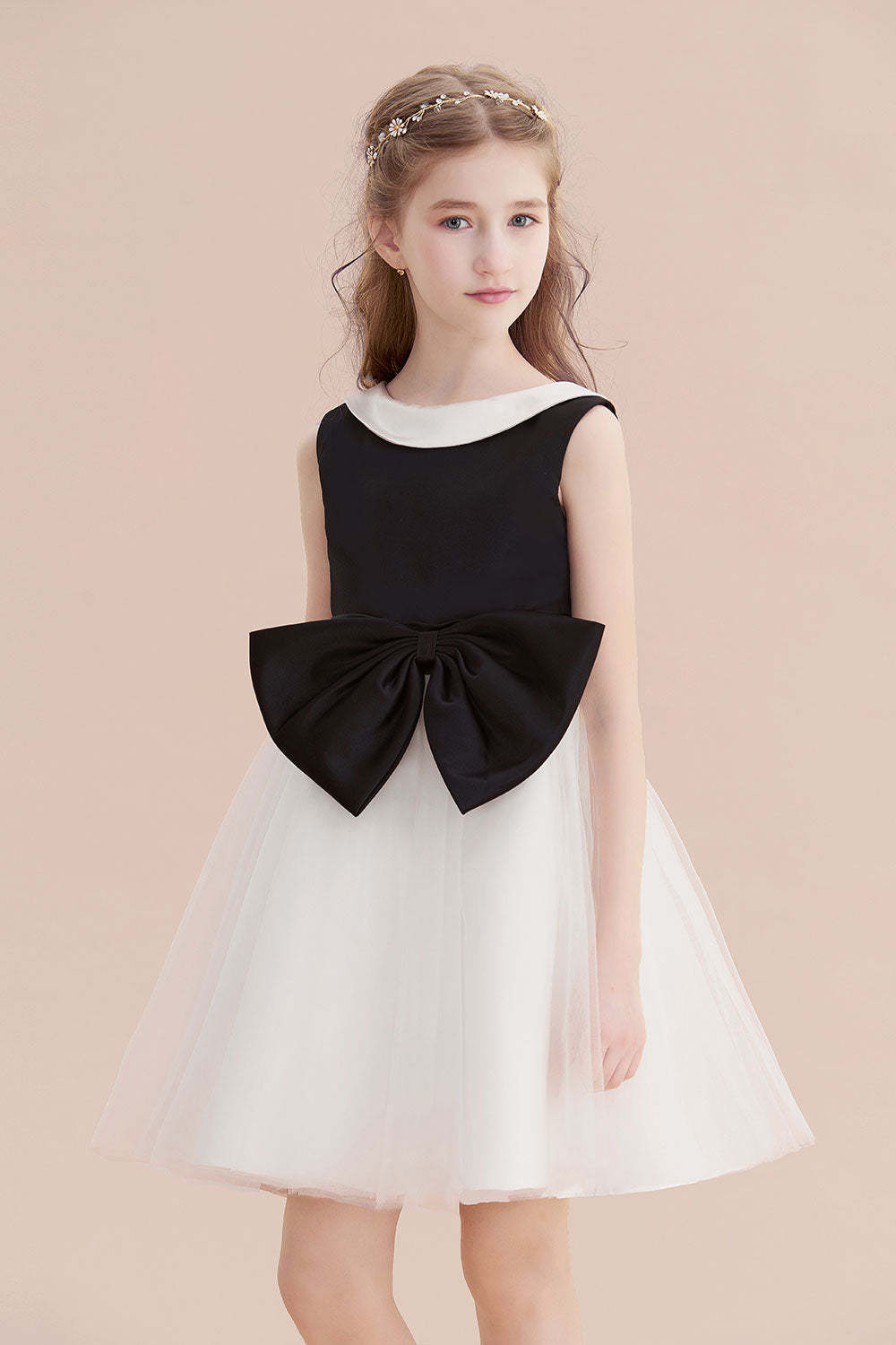 Chicloth A-Line Affordable Bow Tulle Flower Girl Dress On Sale