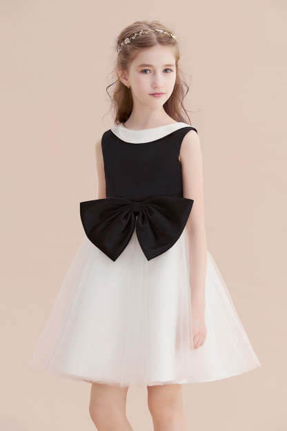 Chicloth A-Line Affordable Bow Tulle Flower Girl Dress On Sale
