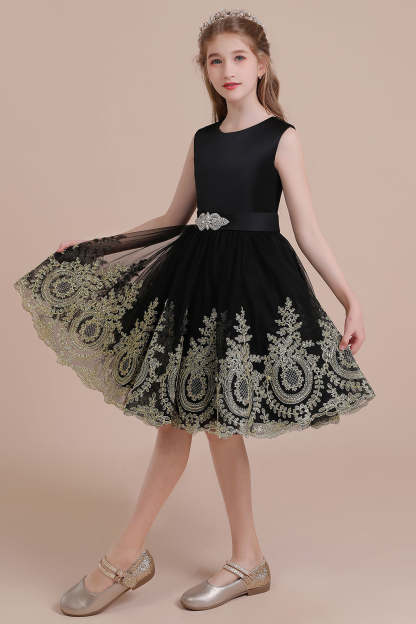 Chicloth A-Line Appliques Satin Tulle Flower Girl Dress Online