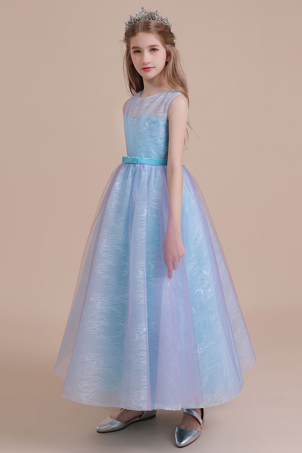 Chicloth A-Line Illusion Lace Tulle Flower Girl Dress Online