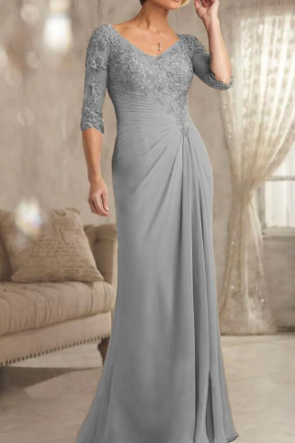 Elegant Half Sleeve Chiffon Mother of the Bride Dress