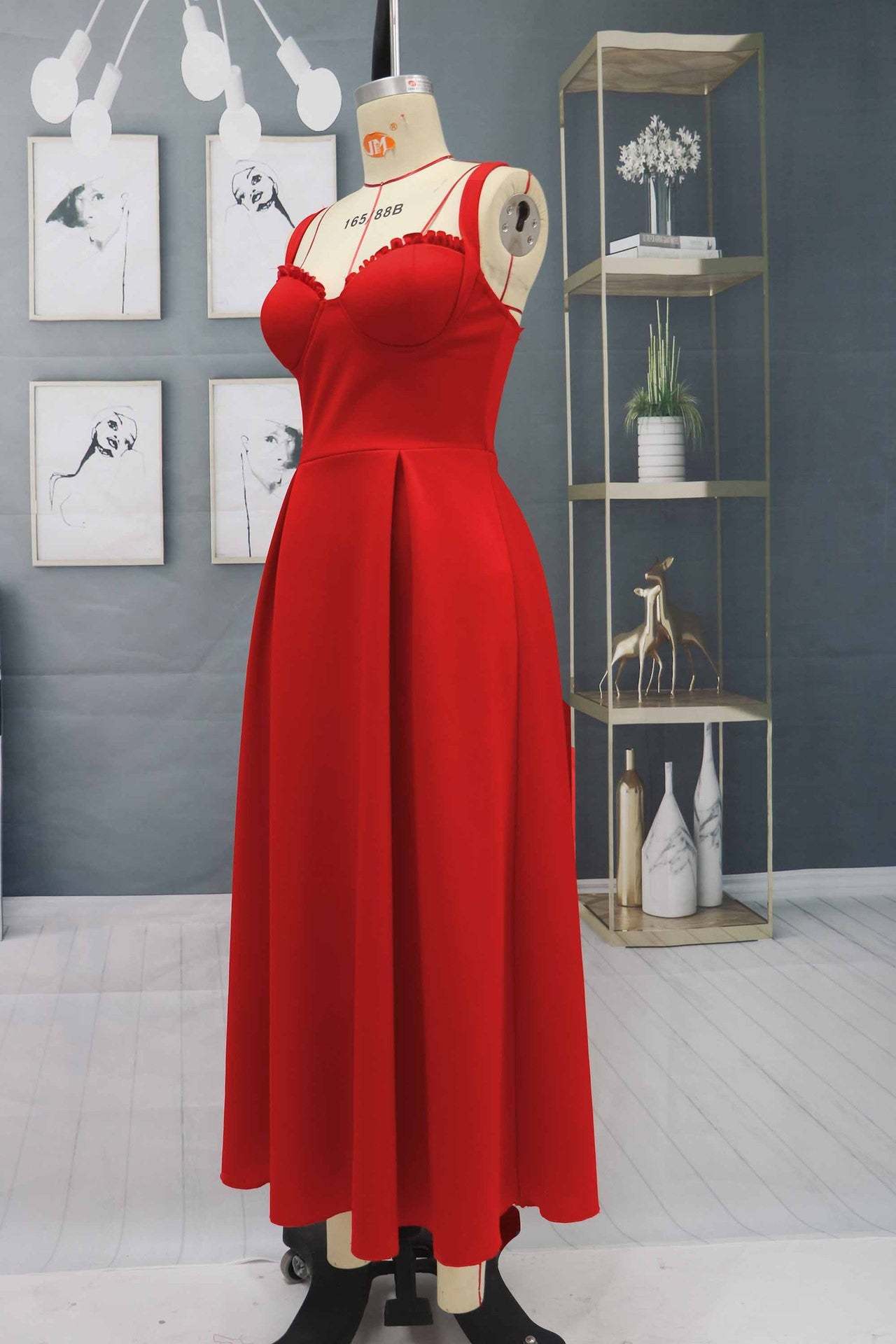 Charming Sleeveless Red Homecoming Dress Ankle Length Evening Party Dress