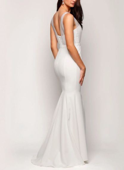Trumpet/Mermaid V-Neck Chiffon Tulle Bridesmaid Dresses