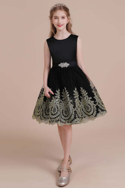 Chicloth A-Line Appliques Satin Tulle Flower Girl Dress Online