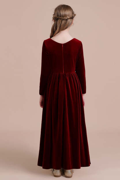 Chicloth A-Line Long Sleeve Velvet Flower Girl Dress On Sale