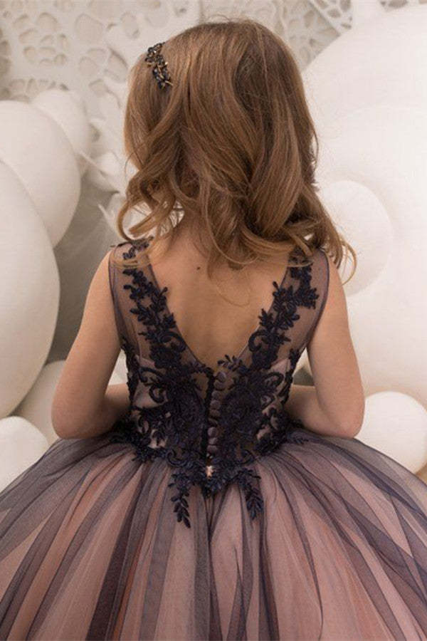 Chicloth Black Lace Princess Ball Gown Flower Girl Dress