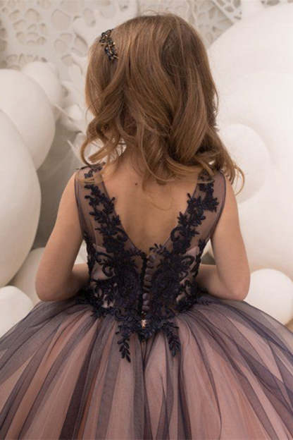 Chicloth Black Lace Princess Ball Gown Flower Girl Dress