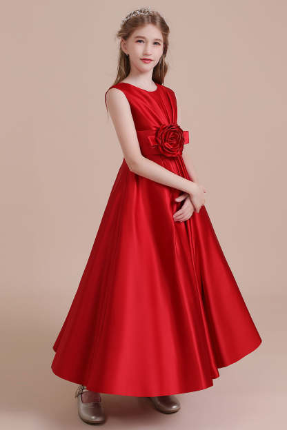 Chicloth A-Line Chic Satin Ankle Length Flower Girl Dress Online