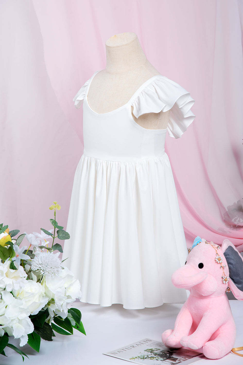 Chicloth White Cap Sleeve Little Flower Girl Dress Online