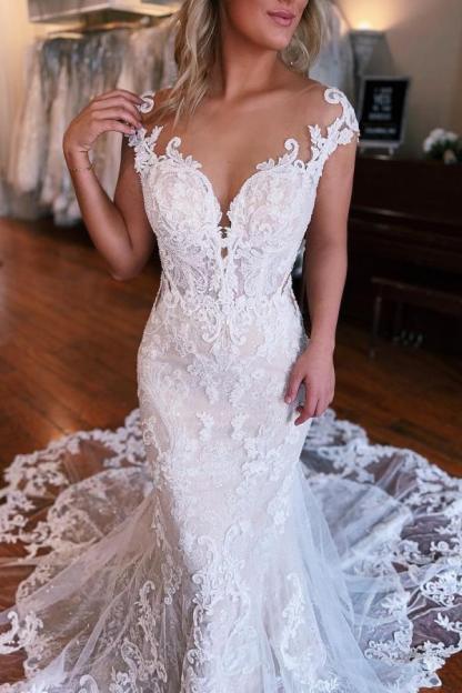 Luxury Wedding Dresses A Line Lace | Wedding dresses with a train