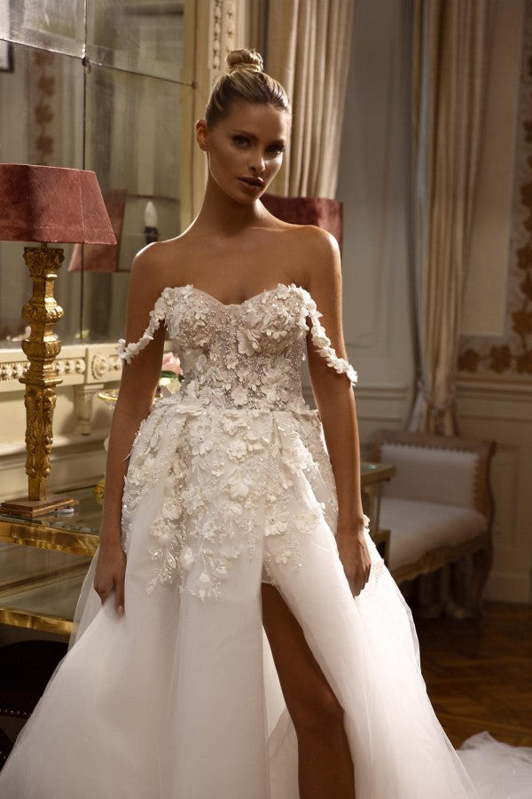 Chicloth Chic Bridal Dress Off-the-Shoulder Slit With Appliques