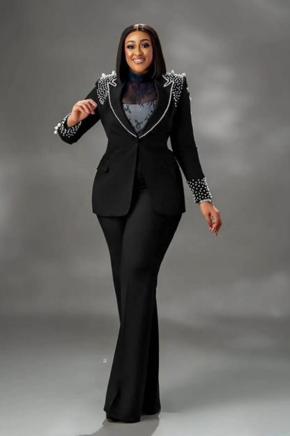 Plus Size Beadings Pearls Party Prom Wear Women Outfits Women Suits 3 Pieces