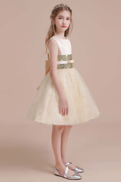Chicloth A-Line Cute Sequins Tulle Flower Girl Dress Online