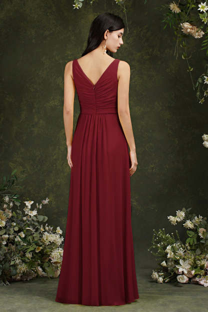 Chicloth Sleeveless Bridesmaid Dress Long With Slit Online