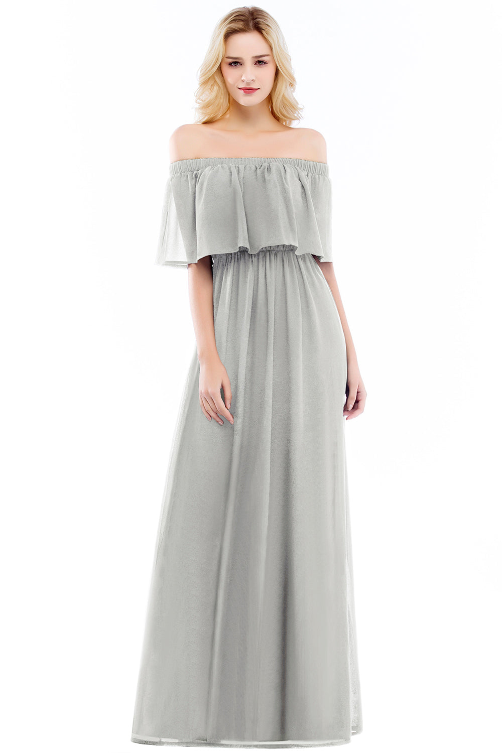 Chicloth A-line Off-the-Shoulder Chiffon Bridesmaid Dress