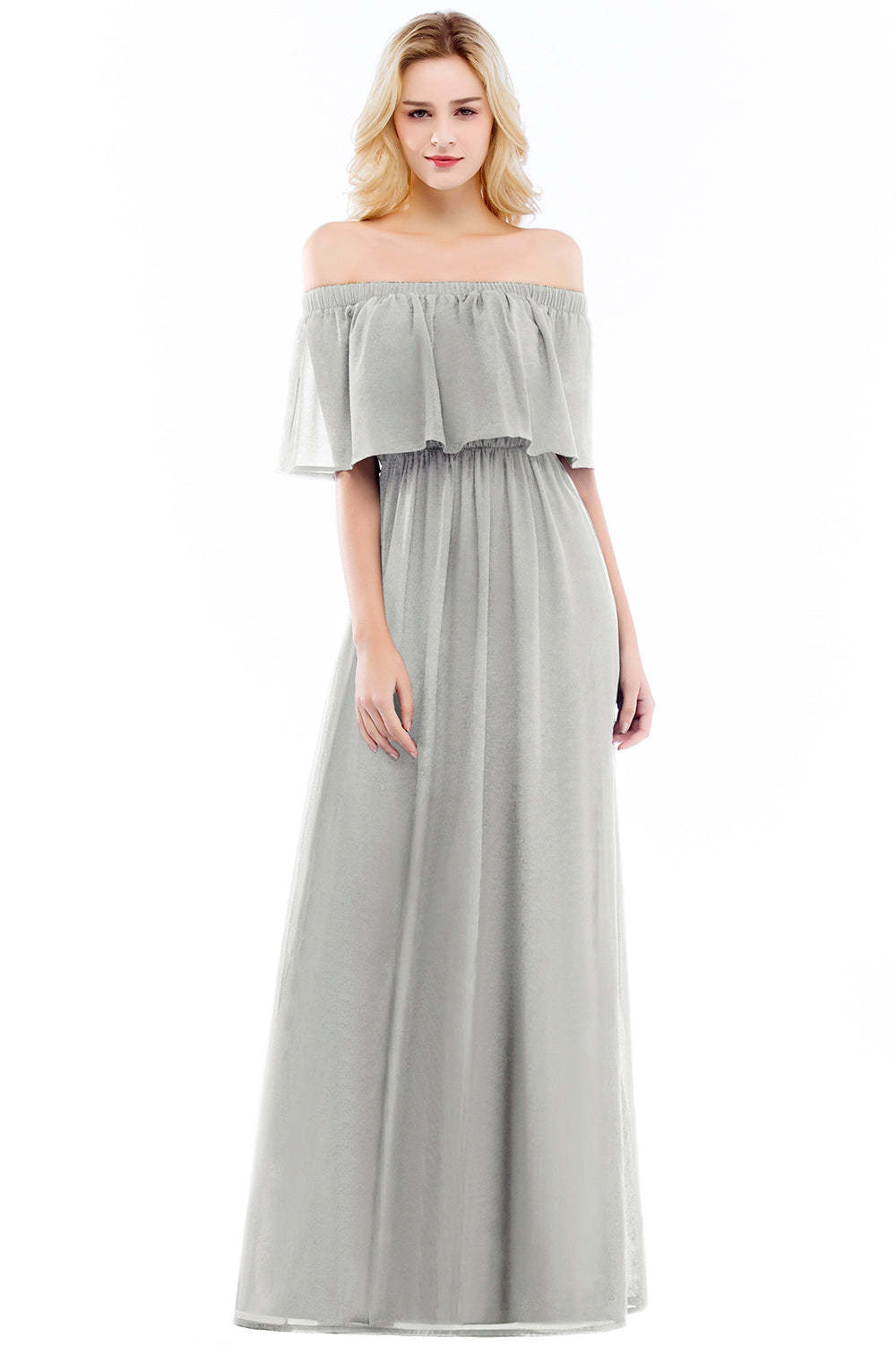Chicloth A-line Off-the-Shoulder Chiffon Bridesmaid Dress