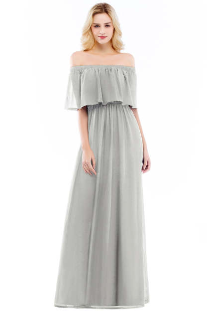 Chicloth A-line Off-the-Shoulder Chiffon Bridesmaid Dress