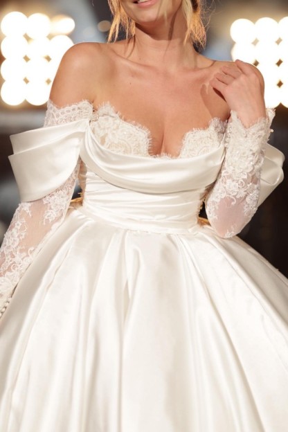 Simple Wedding Dresses Princess Satin | Wedding Dresses Lace With Sleeves
