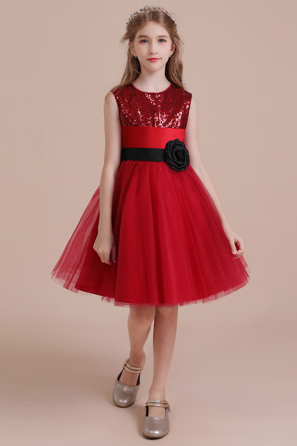 Chicloth A-Line Graceful Sequins Tulle Flower Girl Dress Online