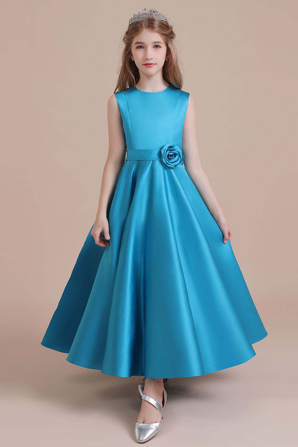 Chicloth A-Line Awesome Satin Flower Girl Dress Online