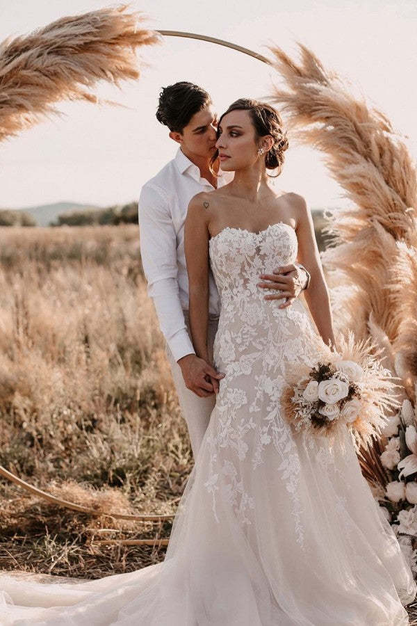 Chicloth Vintage Sweetheart Mermaid Wedding Dress With Lace Appliques