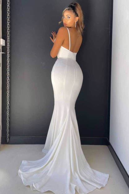 Chicloth Spaghetti-Straps Mermaid Prom Dress Long Sleeveless With Sequins