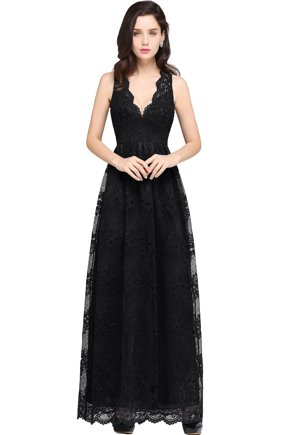 Chicloth Chic Sheath V-Neck Navy Lace Bridesmaid Dresses Online In Stock
