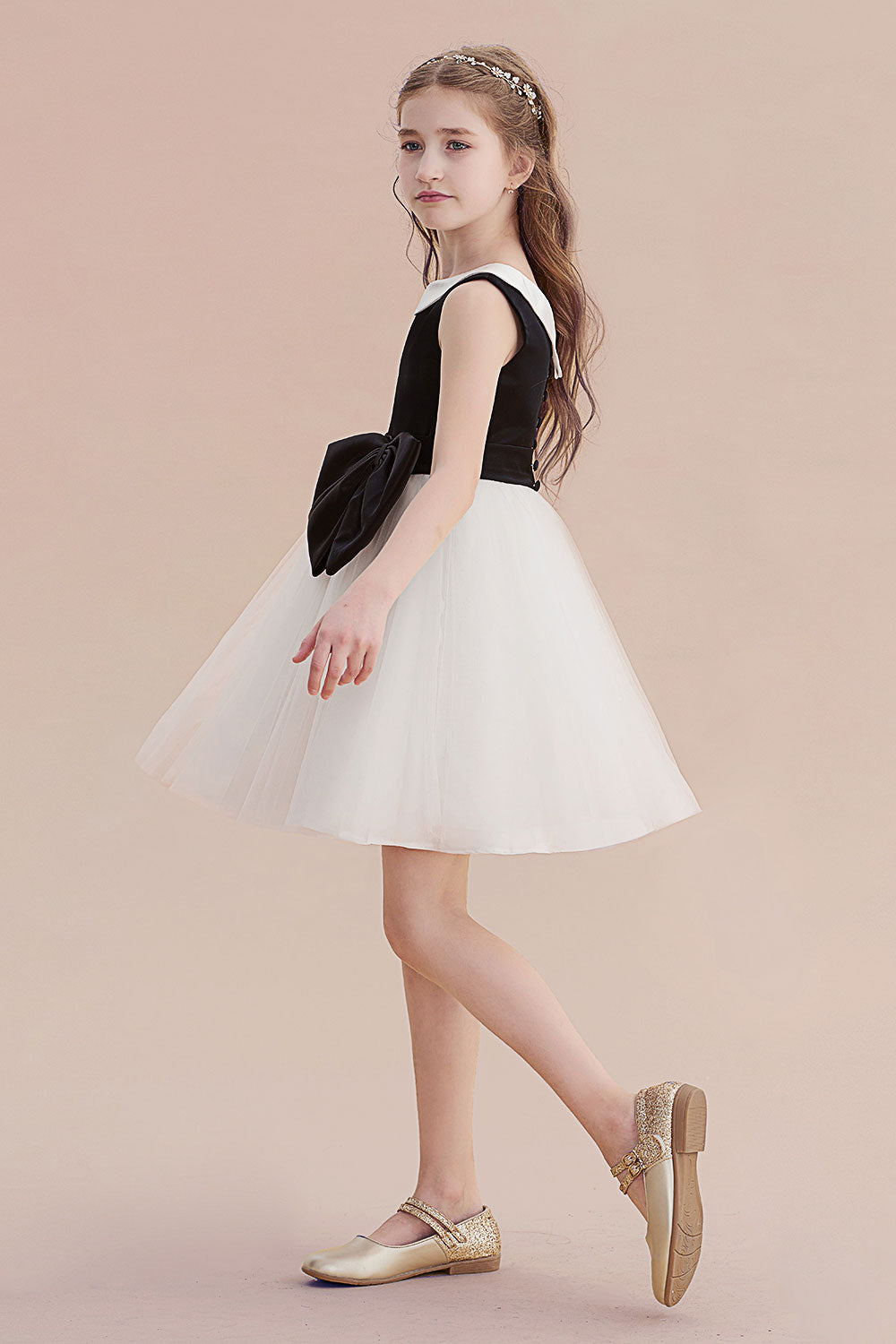Chicloth A-Line Affordable Bow Tulle Flower Girl Dress On Sale