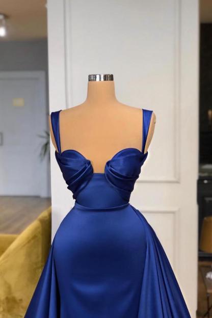 Chicloth Dark Blue Straps Prom Dress Overskirt Long Online