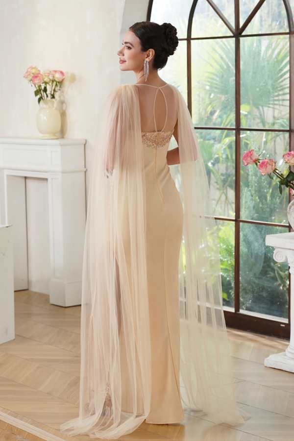 Champagne Sequined Mermaid Evening Dress