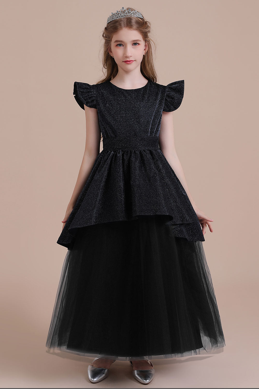 Chicloth A-Line Glitter Cap Sleeve Tulle Flower Girl Dress On Sale