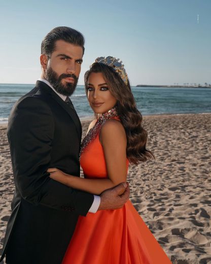 Chicloth Orange Halter Mermaid Prom Dress Slit Overskirt With Beads