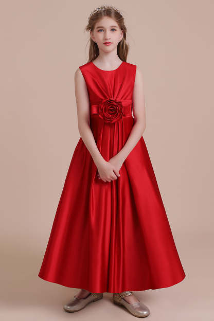 Chicloth A-Line Chic Satin Ankle Length Flower Girl Dress Online