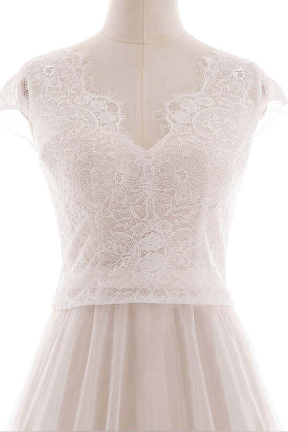 Chicloth Graceful V-neck Lace Tulle A-line Wedding Dress On Sale