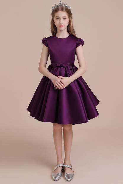 Chicloth A-Line Graceful Cap Sleeve Satin Flower Girl Dress Online