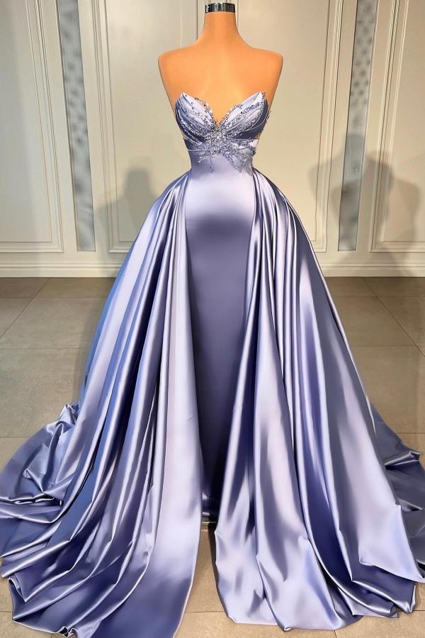 Sweetheart Silver Mermaid Prom Dress with Overskirt