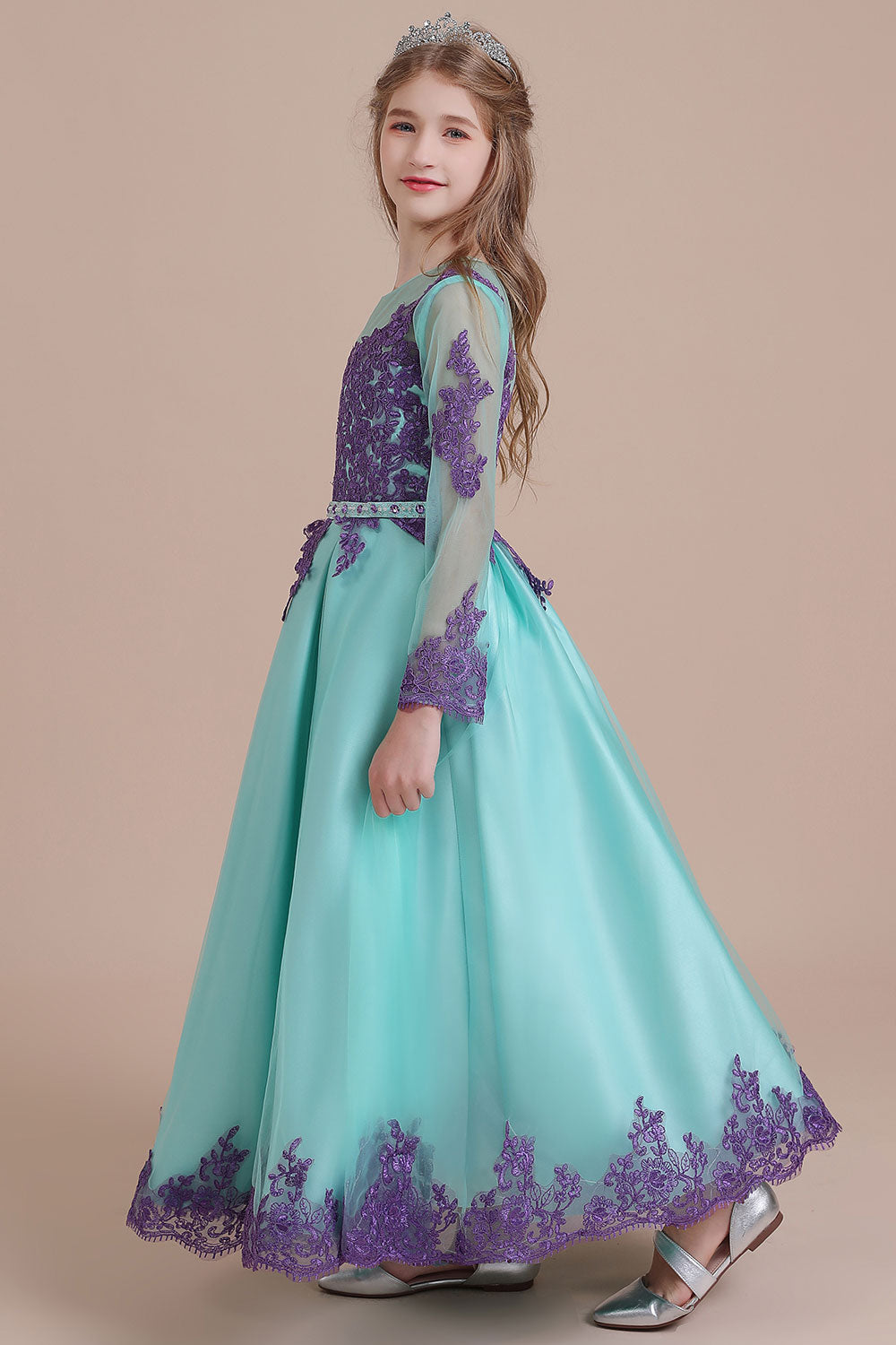 Chicloth A-Line Chic Long Sleeve Appliques Flower Girl Dress Online
