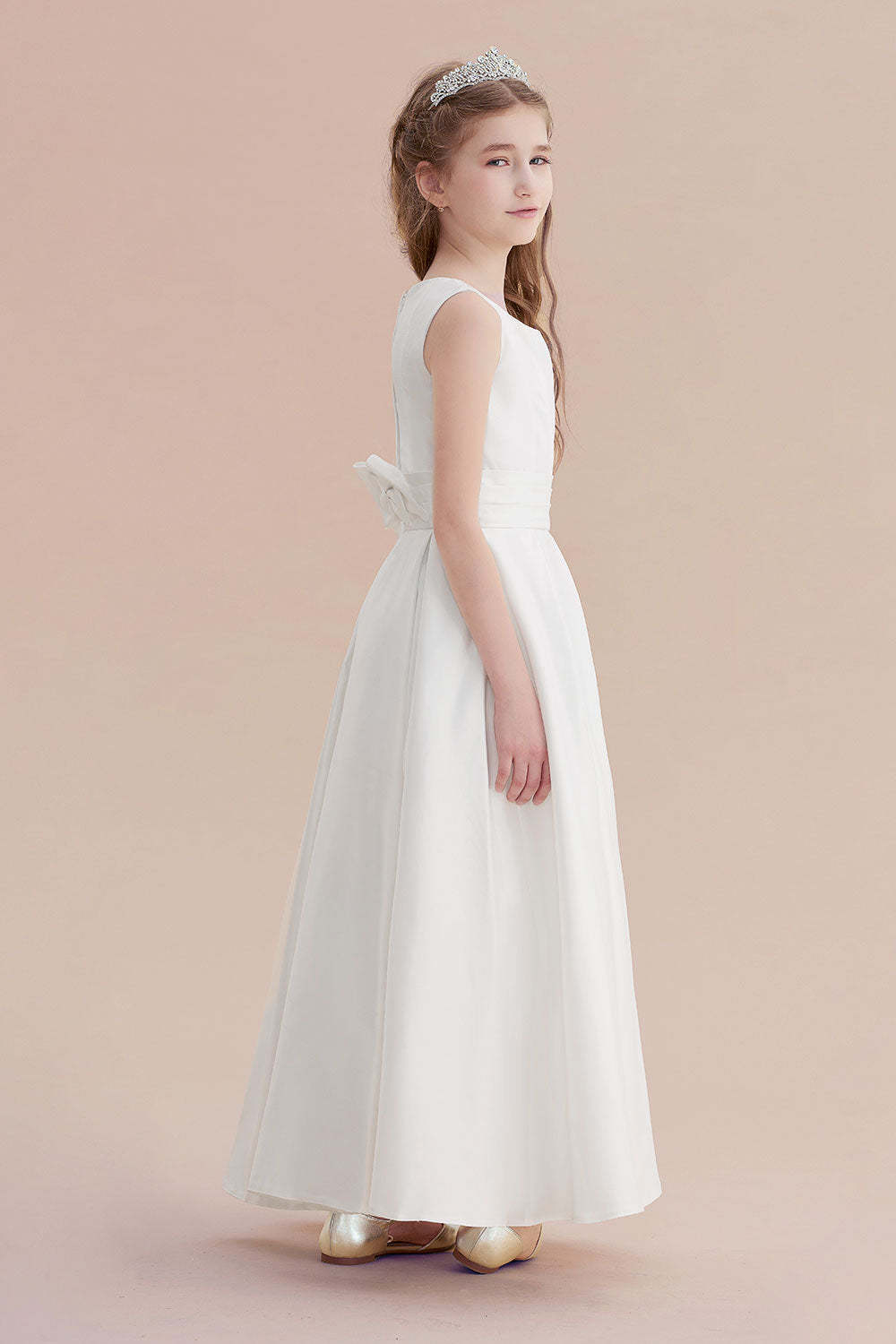 Chicloth A-Line Simple Satin Flower Girl Dress On Sale