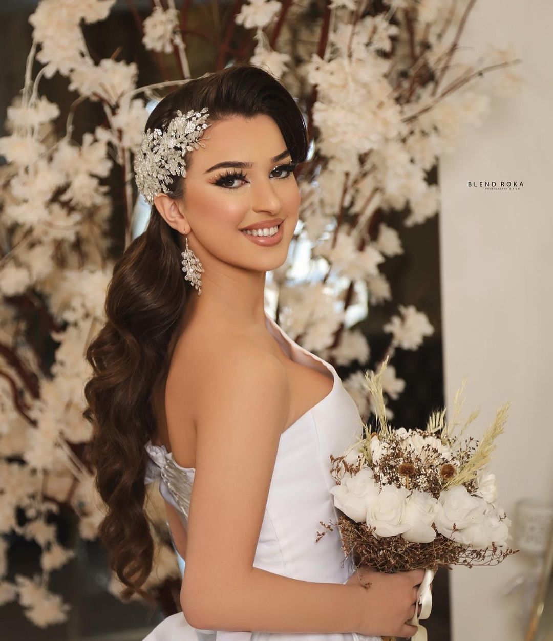 Chicloth Off-the-Shoulder White Wedding Dress Satin With Slit