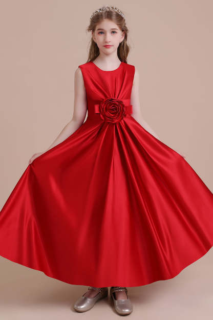 Chicloth A-Line Chic Satin Ankle Length Flower Girl Dress Online