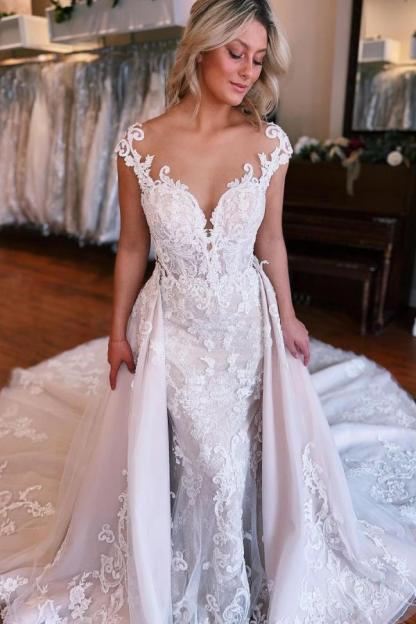 Luxury Wedding Dresses A Line Lace | Wedding dresses with a train
