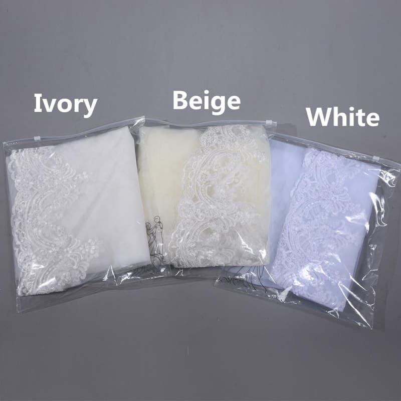 3M One Layer Lace Edge Cathedral Wedding Veils-Chicloth