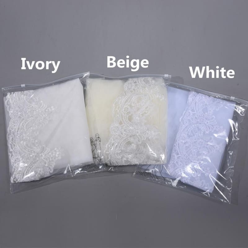 3M One Layer Lace Edge Cathedral Wedding Veils | Bridelily - Ivory - wedding veils